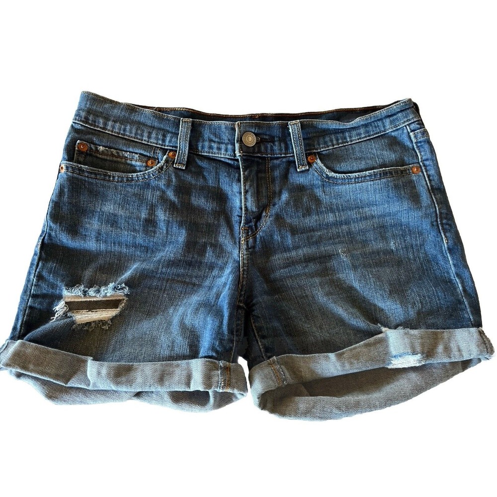 Levi’s Jean Shorts 28 Blue Medium Wash Denim Cuffed Daisy Outdoor Travel