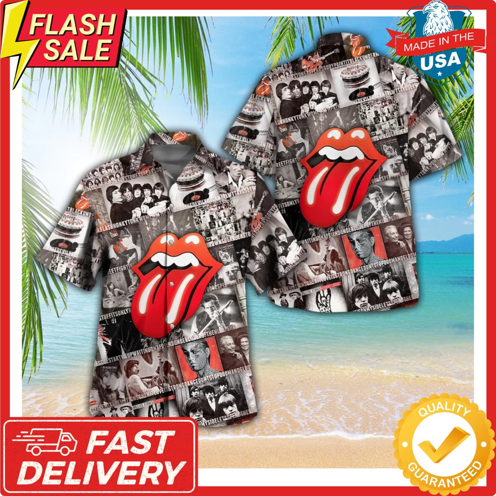 New The Rolling Stones Awesome Hawaiian 3D Shirt Fast Delivery