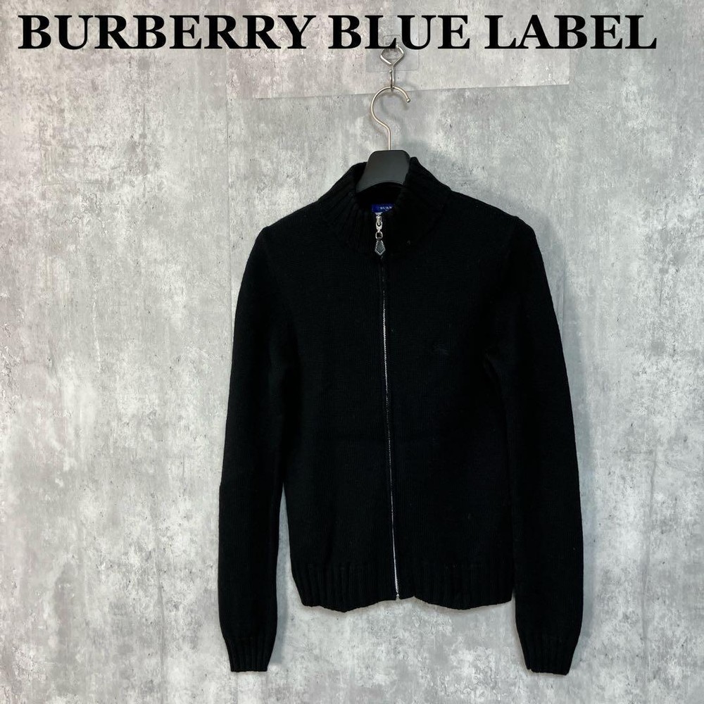 Burberry Blue Label Black Knit Zip Up Sweater Size M Used