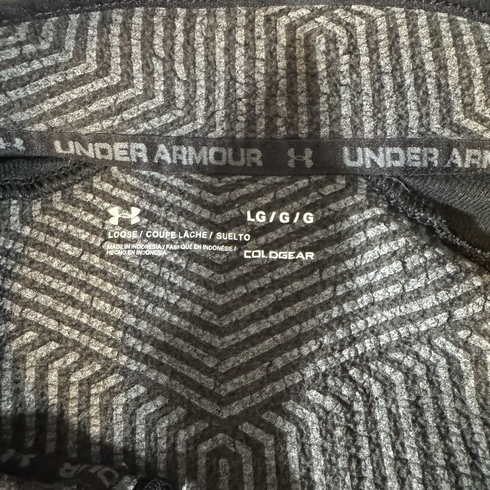 Under Armour Sweatshirt Mens Large Black 1/4 Zip Long Sleeve Loose Fit Cold Gear