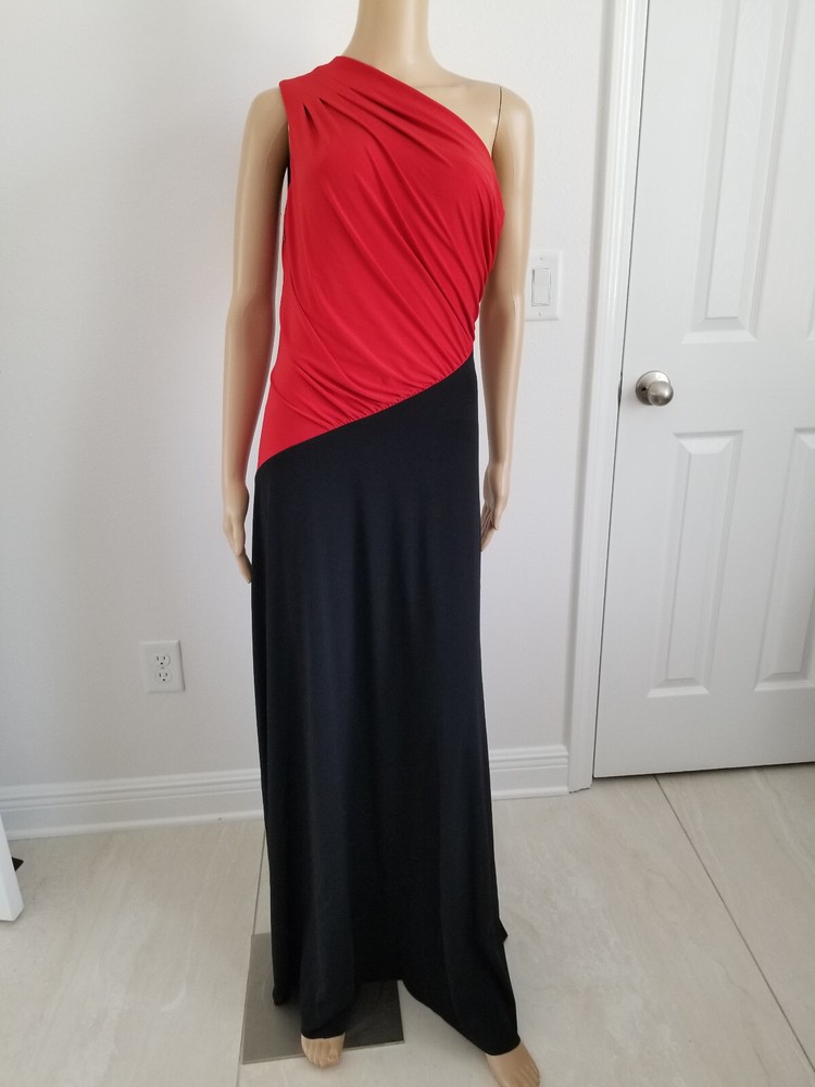 Black and Red Color Blocked Jersey Knit Gown from Ann Taylor