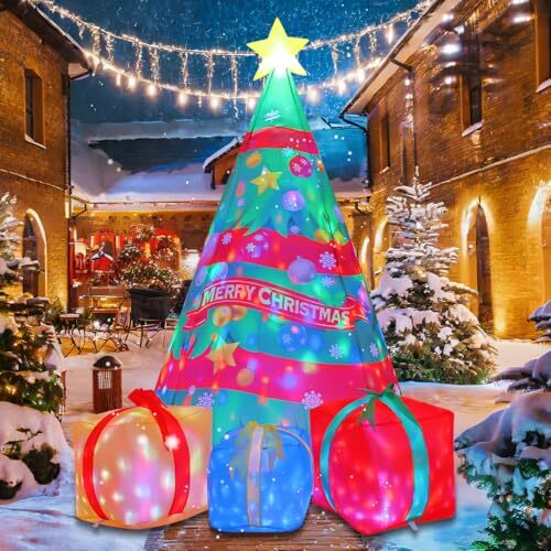 7 FT Christmas Inflatables Tree Outdoor Decorations Blow Up Yard Present Box