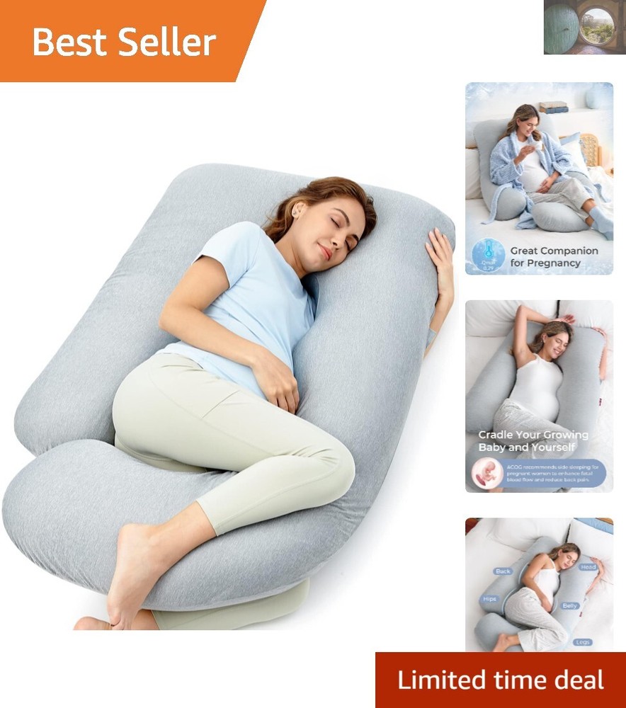 57-Inch U-Shaped Maternity Pillow for Comfort & Relief with Washable Cover