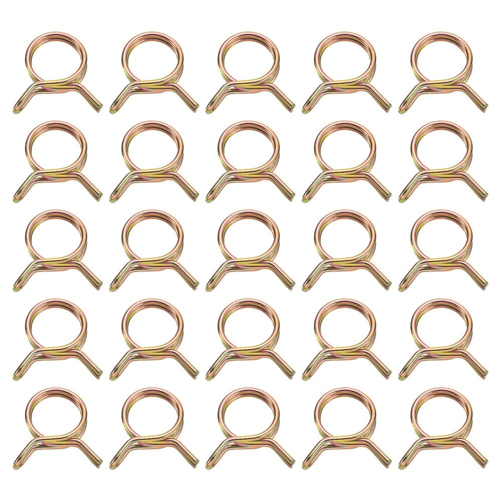 25Pcs Double Wire Spring Hose Clamps, 15mm Tube Clips, Color Zinc