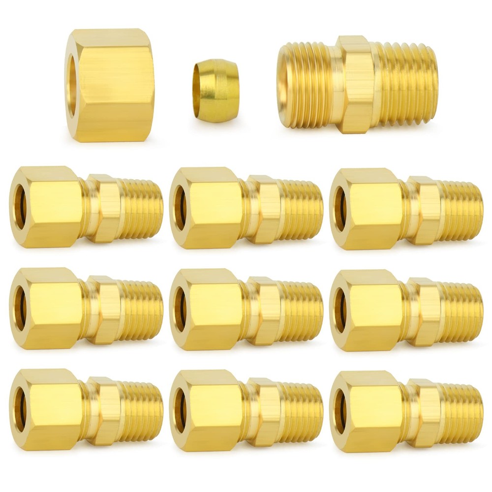 Brass Compression Tube Fitting, 1/4