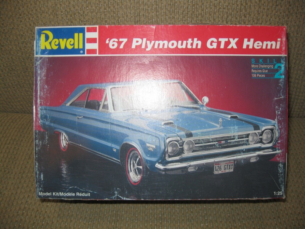 Vintage Revell 1/25 Scale 1967 Plymouth GTX Hemi Kit: c1994: MINT IN BOX!