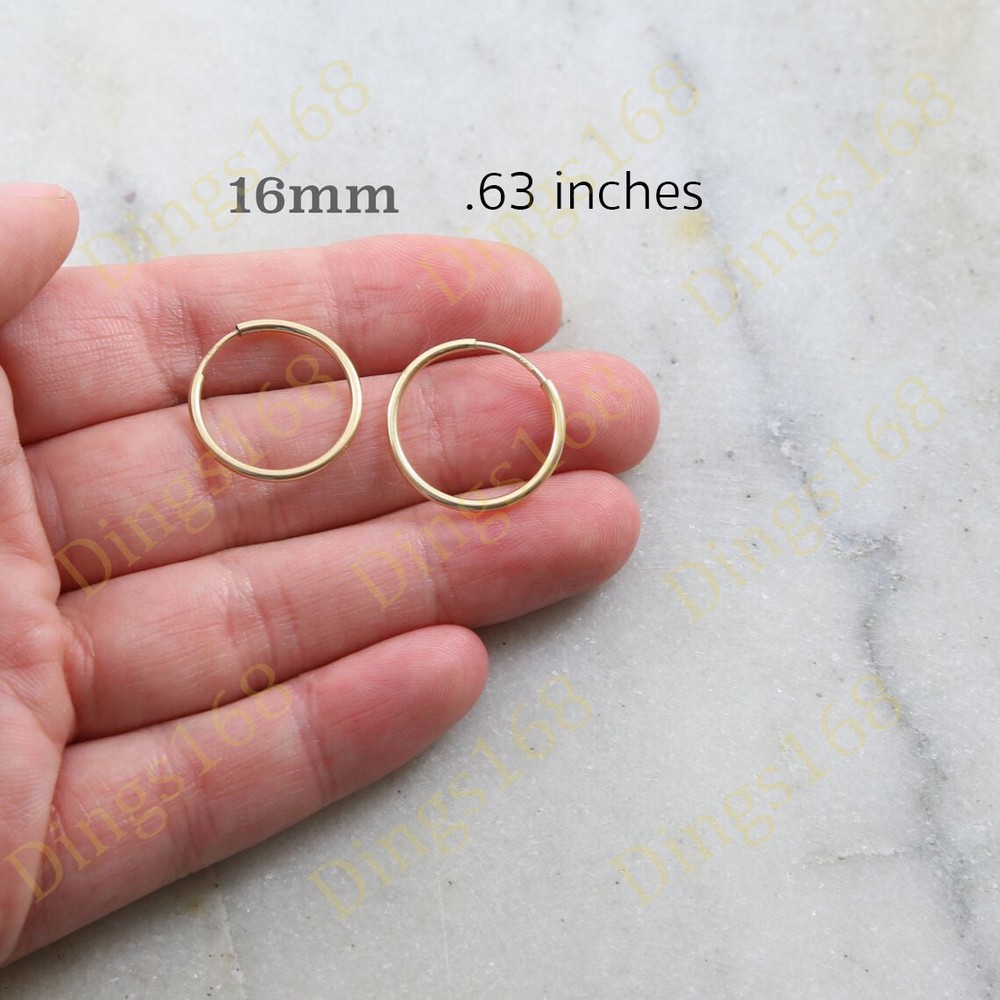 18K Yellow Gold Filled Tarnish-Resistant 16mm Thin Endless Huggie Hoop Earrings