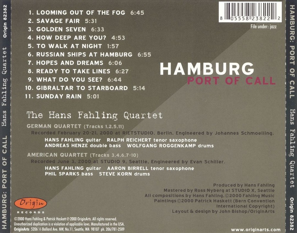 THE HANS FAHLING QUARTET HAMBURG: PORT OF CALL NEW CD