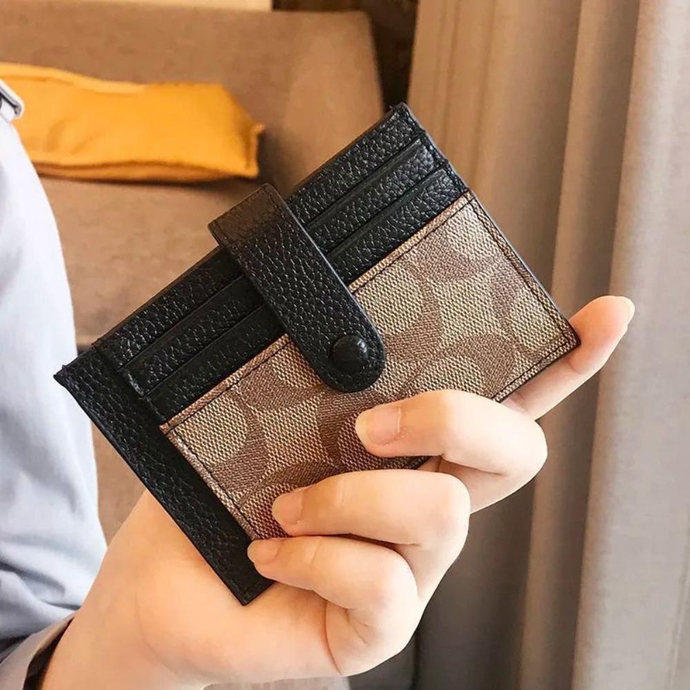 Modern Unisex Leather Wallet with Button Closure & Card Holder – Multicolor Solid Small