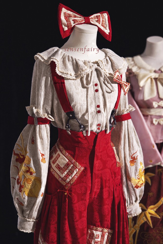 New TouHou Project Fujiwara no Mokou Cosplay Dress Women Costume Girl Red Outfit