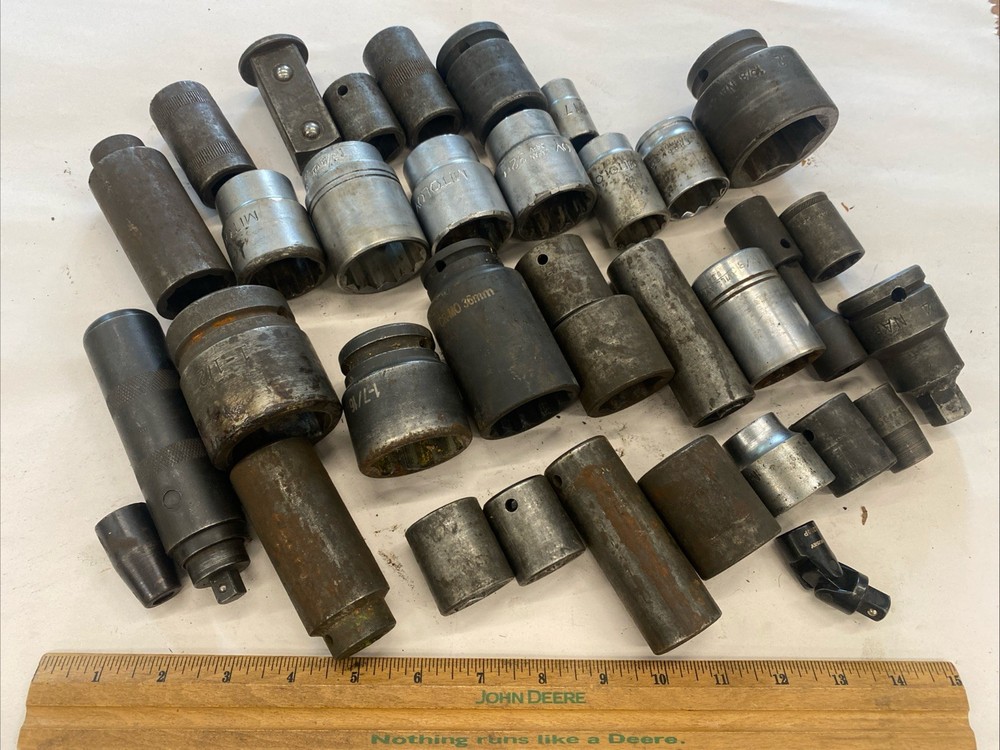 Lot of NAPA, APEX,  MITOLOY, Impact etc. Sockets, 3/8, 1/2, 3/4, Drive, sh6919