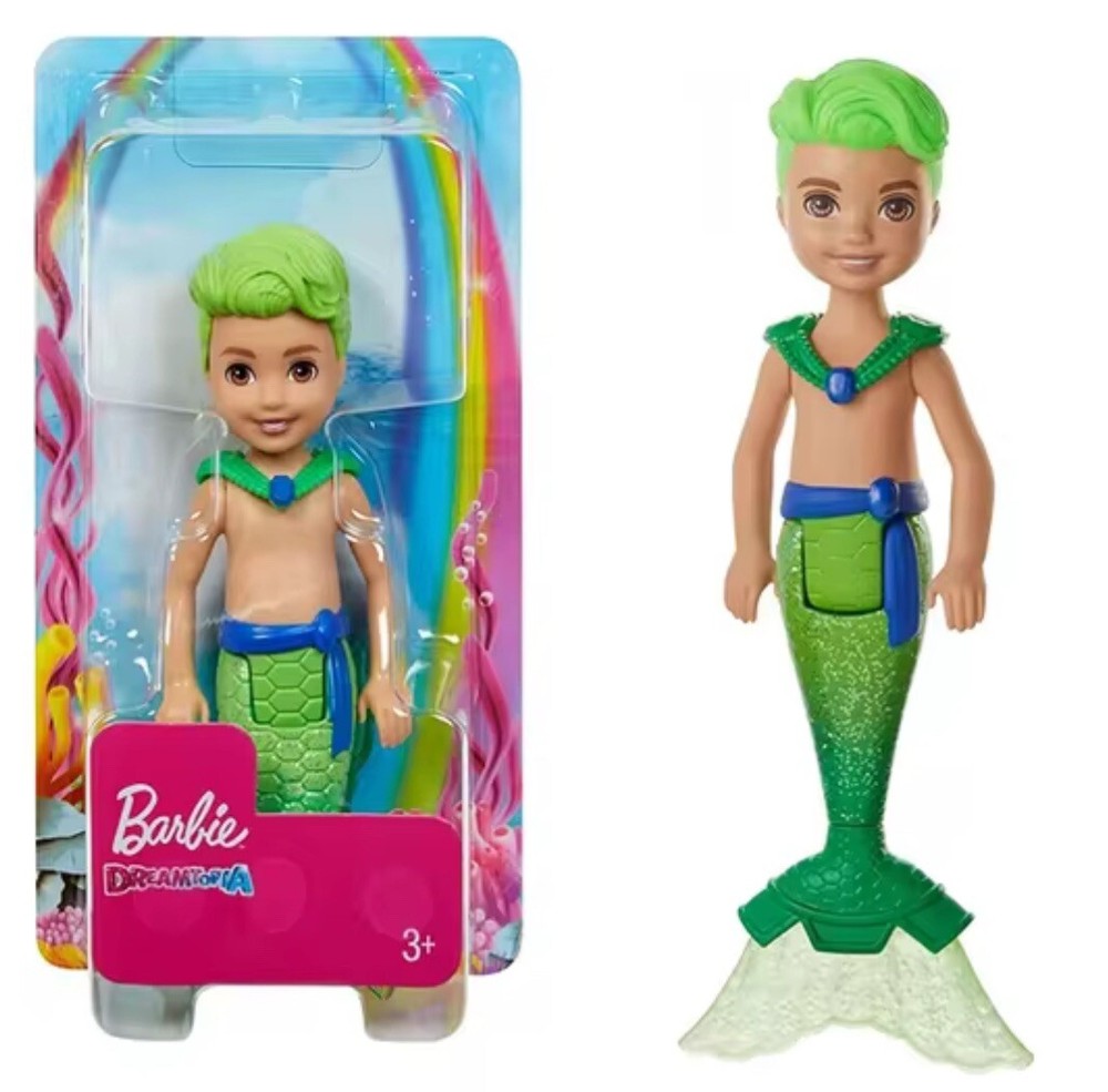 NEW Barbie Dreamtopia Chelsea Merman Merboy Green Hair & Tail Mermaid Mini Doll