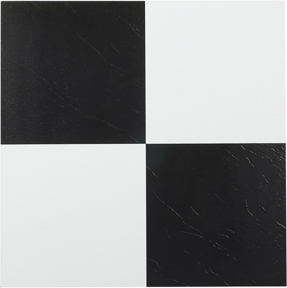 Achim Home Furnishings FTVSO10320 Nexus 12-Inch Vinyl Tile, Solid Black and Whit