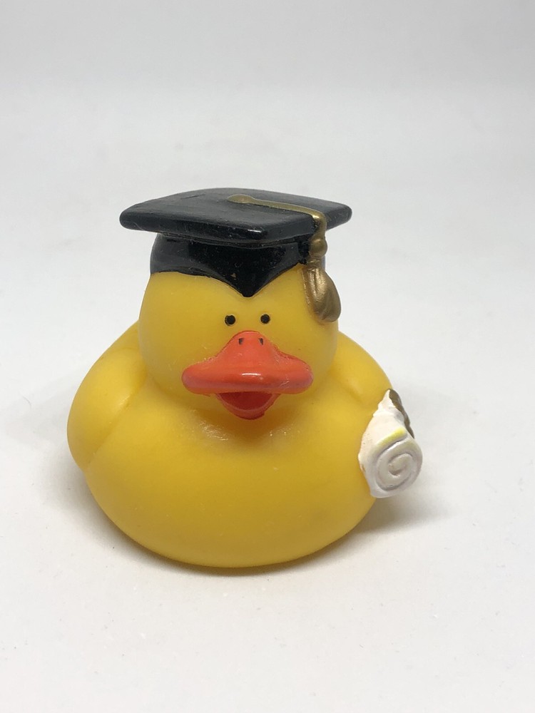 Graduation Duck Toy 2 Inch Black Cap Diploma Holder Bath Pool Jeep Decor