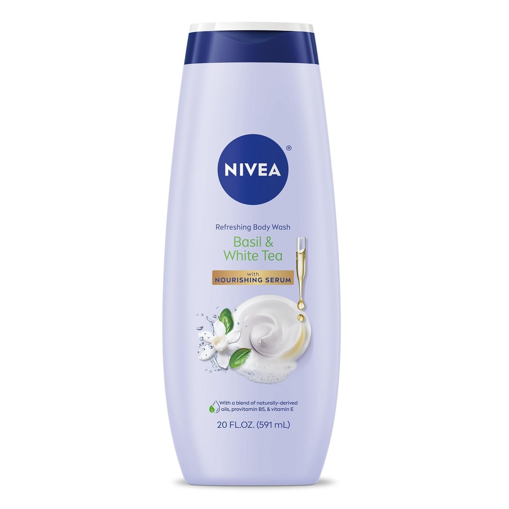 NIVEA Refreshing Basil and White Tea Refreshing Body Wash, Scented Body Wash wit