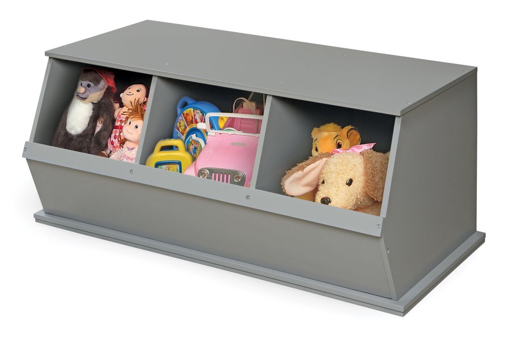 5.2 Cu Ft Kids Wooden 3-Bin Stackable Storage Cubby Organizer for Home