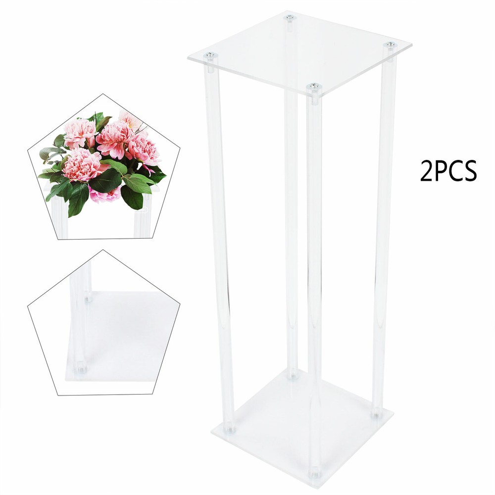 2x Acrylic Tabletop Vases Flowers Vase Column Stand Wedding Centerpieces Decor
