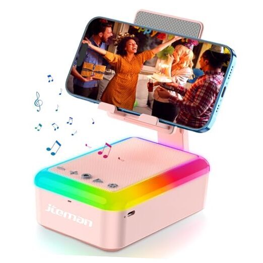 Gifts for Women Cell Phone Stand with Bluetooth Speaker and Light, Portable