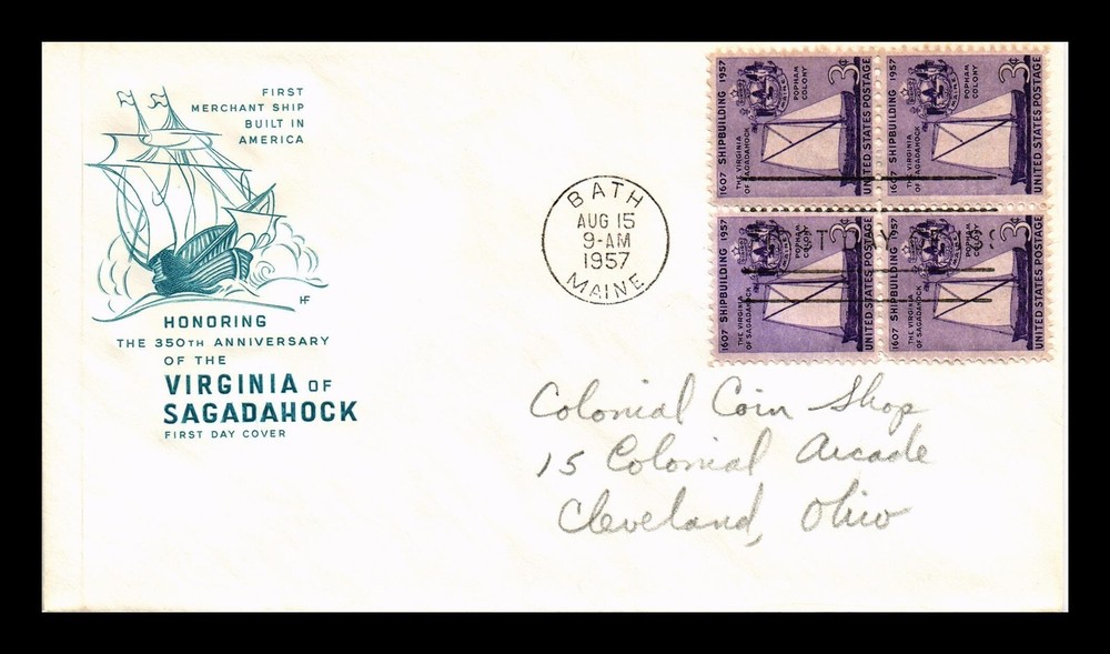 Dr Jim Stamps US Shipbuilding Virginia Sagadahock FDC Block HF Cachet Collector Cover  