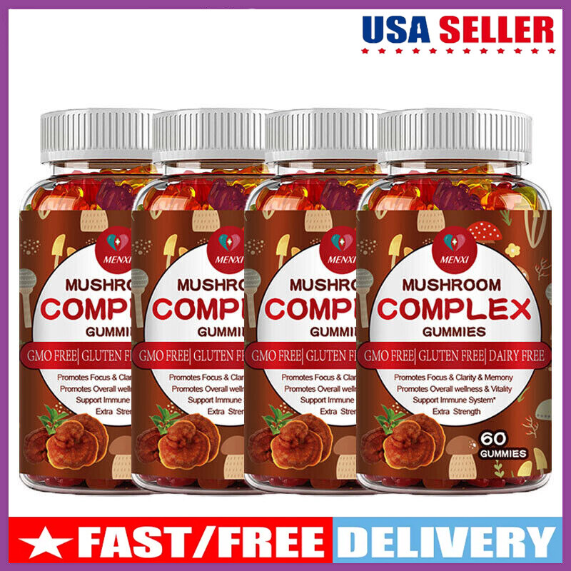 60Pcs Mushroom Extract Complex Gummies Nootropic Brain Booster For Focus, Memory