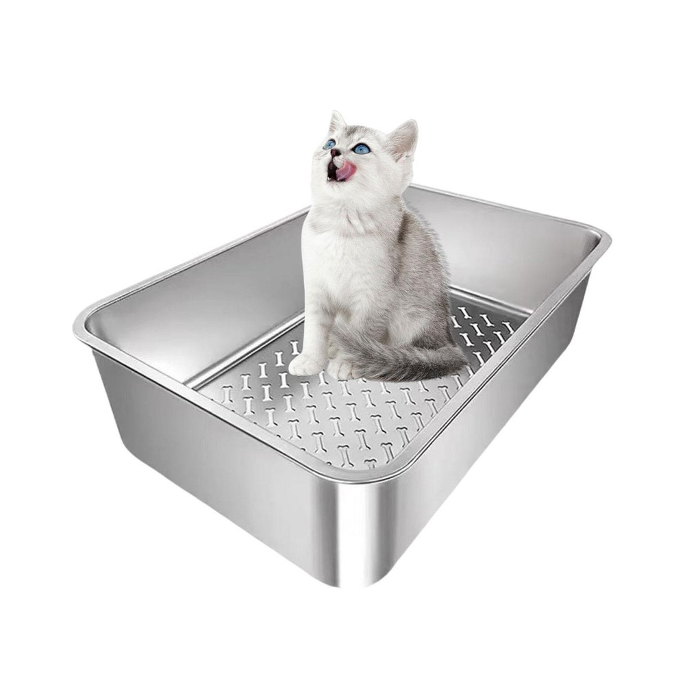 Stainless Steel Extra Large Cat Litter Box Odorless Easy Clean Pet Waste Tool