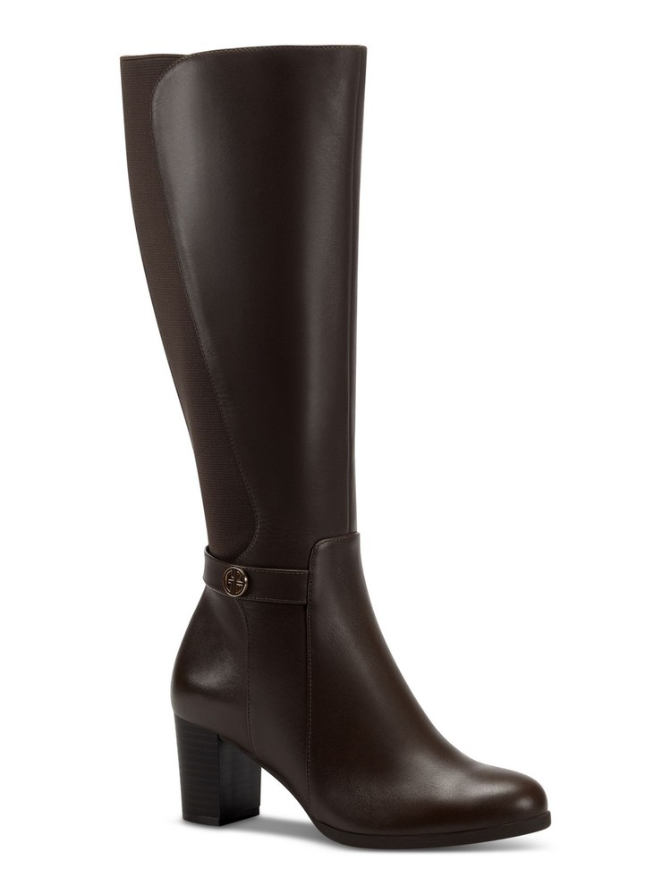 GIANI BERNINI Womens Brown Mia Round Toe Block Heel Leather Riding Boot 7 M