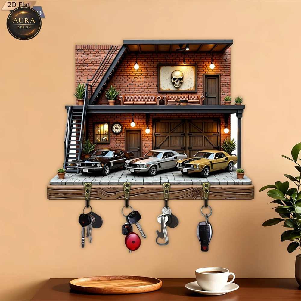 Wall Keychain 30cm - Garage ItaloAmericano Organizer 2D 4 Hooks Entrance