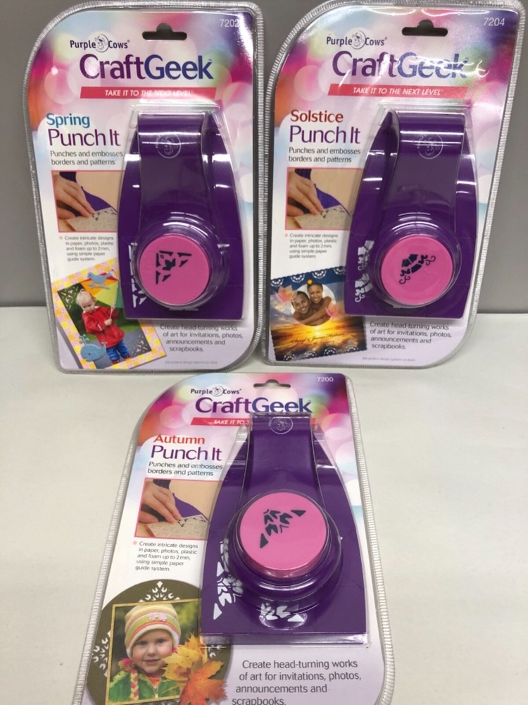 Seasonal Scrapbooking Paper Punch Spring Summer Fall Purple Cows Lot of 3 New-image