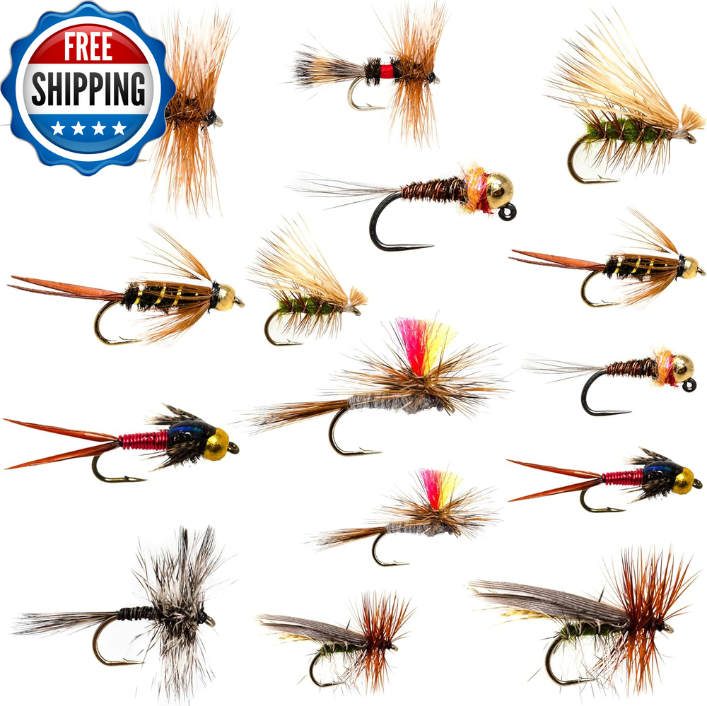 Premium Fly Fishing Assortment Kit for Trout and Bass | Dry & Wet Flies