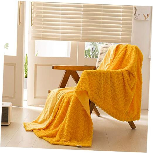 Plush Fluffy Throw Blanket Tridimensional Rose Pattern Soft Warm Microfiber