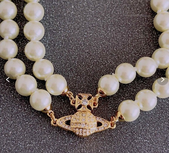 Vivienne Westwood GRAZIELLA Orb 2 Row Pearl Necklace Choker Gold No Box New F/S