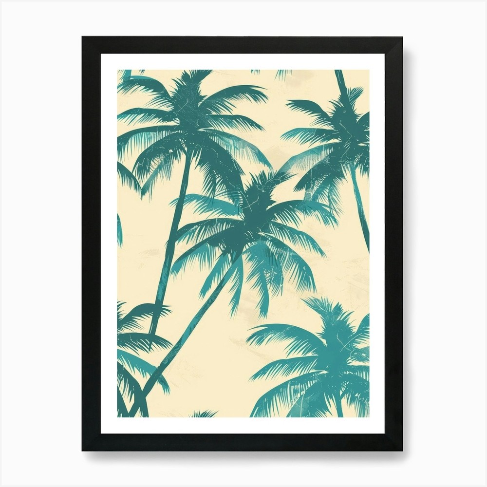 Palm Trees Seamless Pattern Art Pri Framed Wall Art Poster Canvas Print Picture