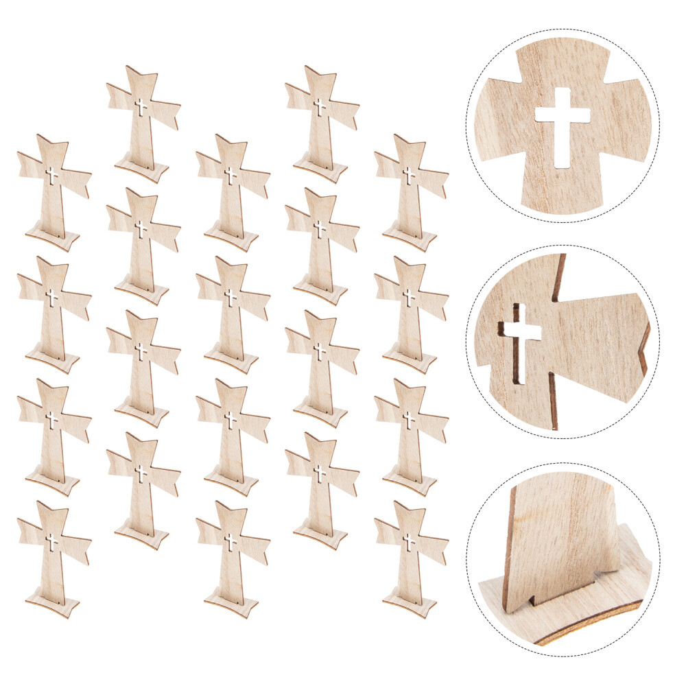 20 Pcs Cross for Centerpieces Table Crosses Ornaments Wooden Crafts Office
