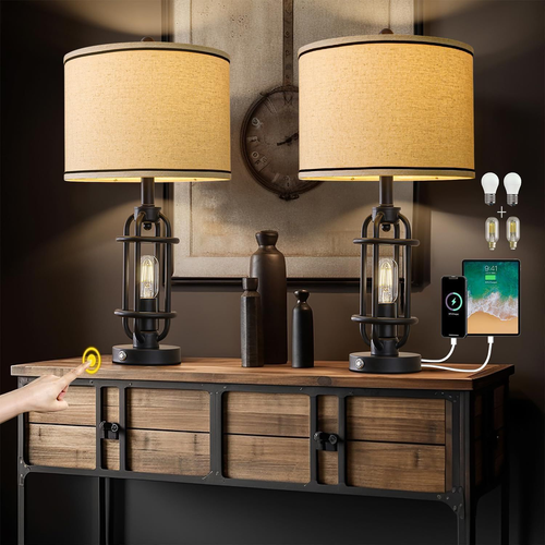 23.75-Inch Black Industrial Metal Lamps