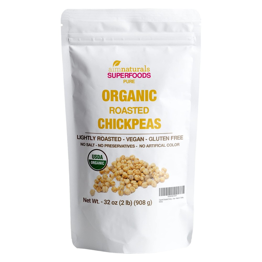 Organic Roasted Chickpeas 2 LB- Organic Certified – Healthy Snack, Lightly Ro...