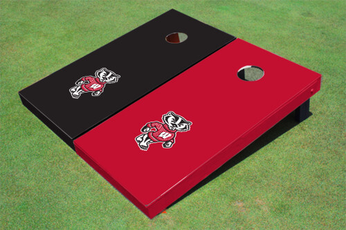 Wisconsin Bucky Alternating Solid Cornhole Game Boards  