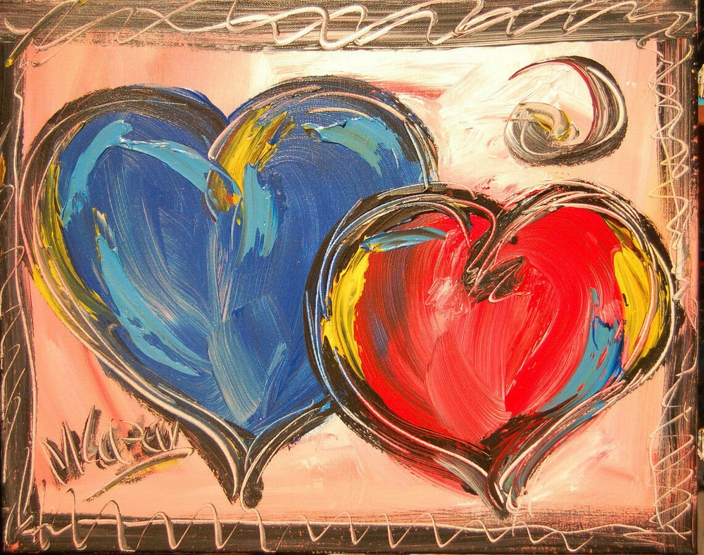 HEARTS  ABSTRACT PAINTING Expressionist MODERN ART LANDSCAPE BIG    KSDFB