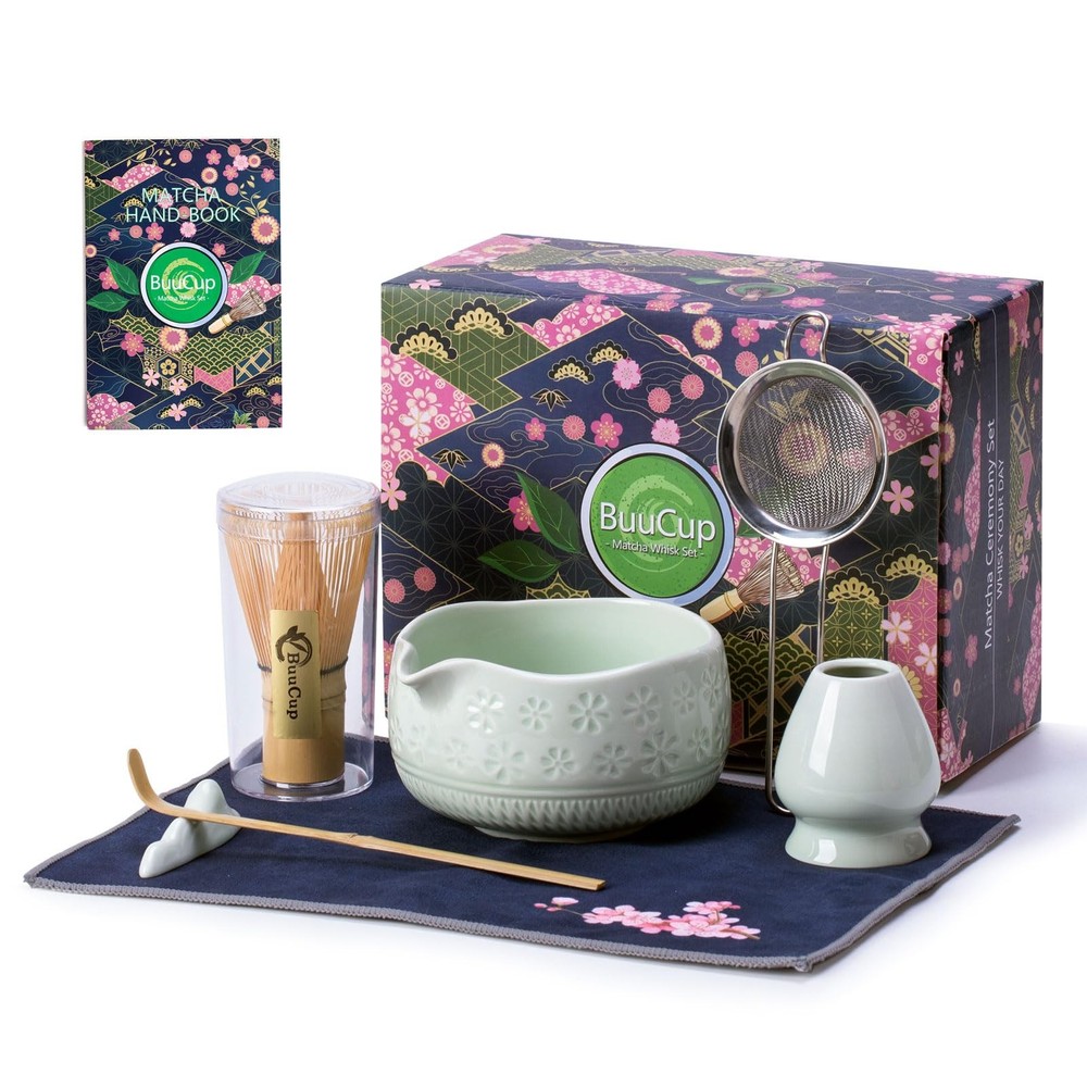 tNew Whisk Set, Ceramic Matcha Set Includes Bowl, and Holder, Bamboo Scoop, S...