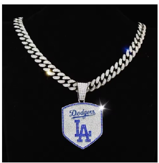 Los Angeles Dodgers Baseball Cuban Link Necklace