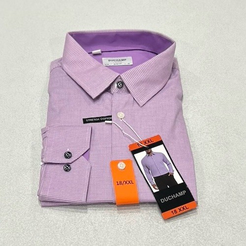 Duchamp London Men's Slim Fit Cotton Stretch Shirt, Dark Purple, Size 18 XXL