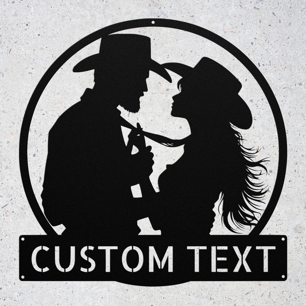 Personalized Western Couple Metal Sign Custom Rustic Decor Home Wall Art Gift