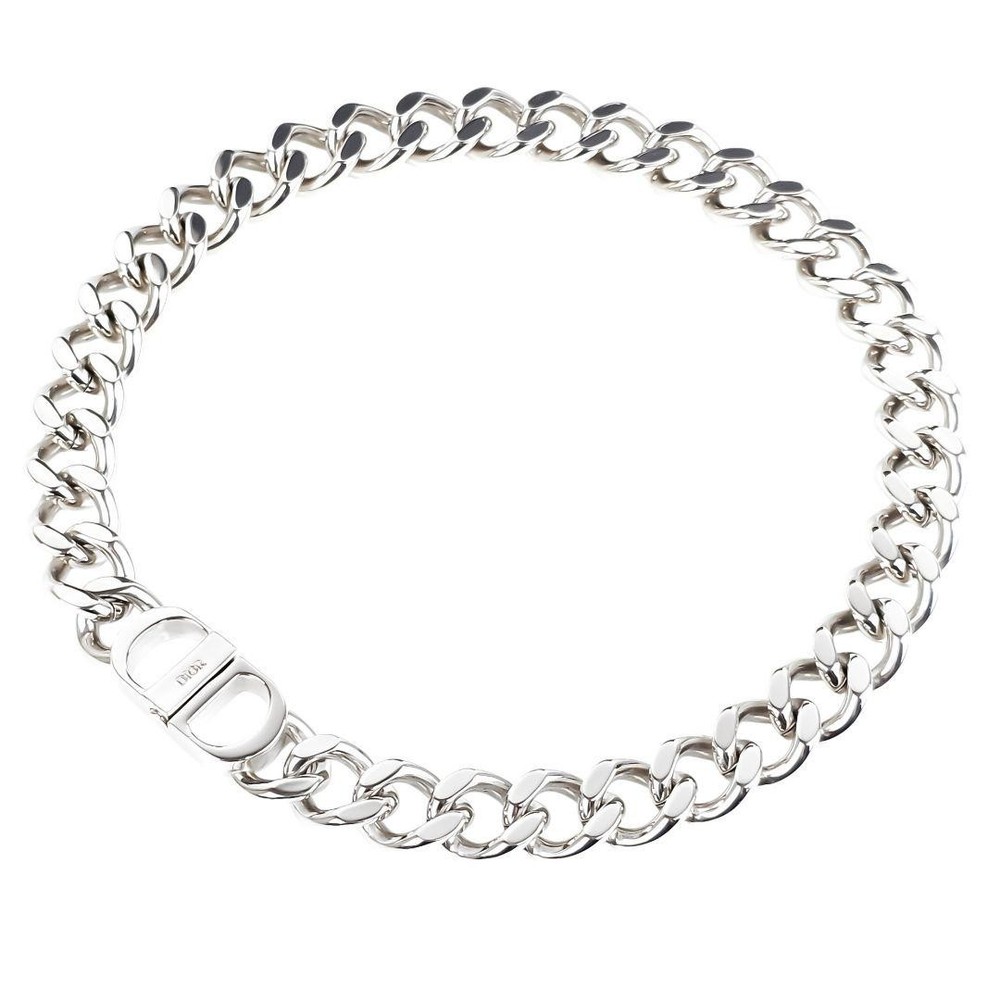 Christian Dior CD Icon Chain Link Necklace Gold Plated