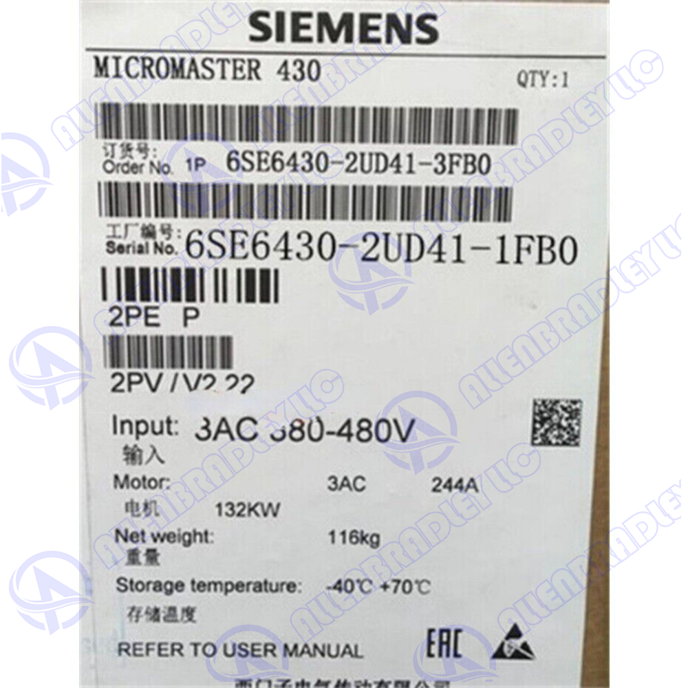6SE6430-2UD41-1FB0 SIEMENS MICROMASTER430 Without Filter Expedited Shipping GQ