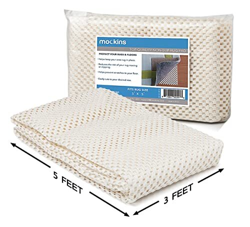 Premium Grip and Non Slip Rug Pad 3 x 5 Area Rug Pad Keeps Your Area 3' x 5'
