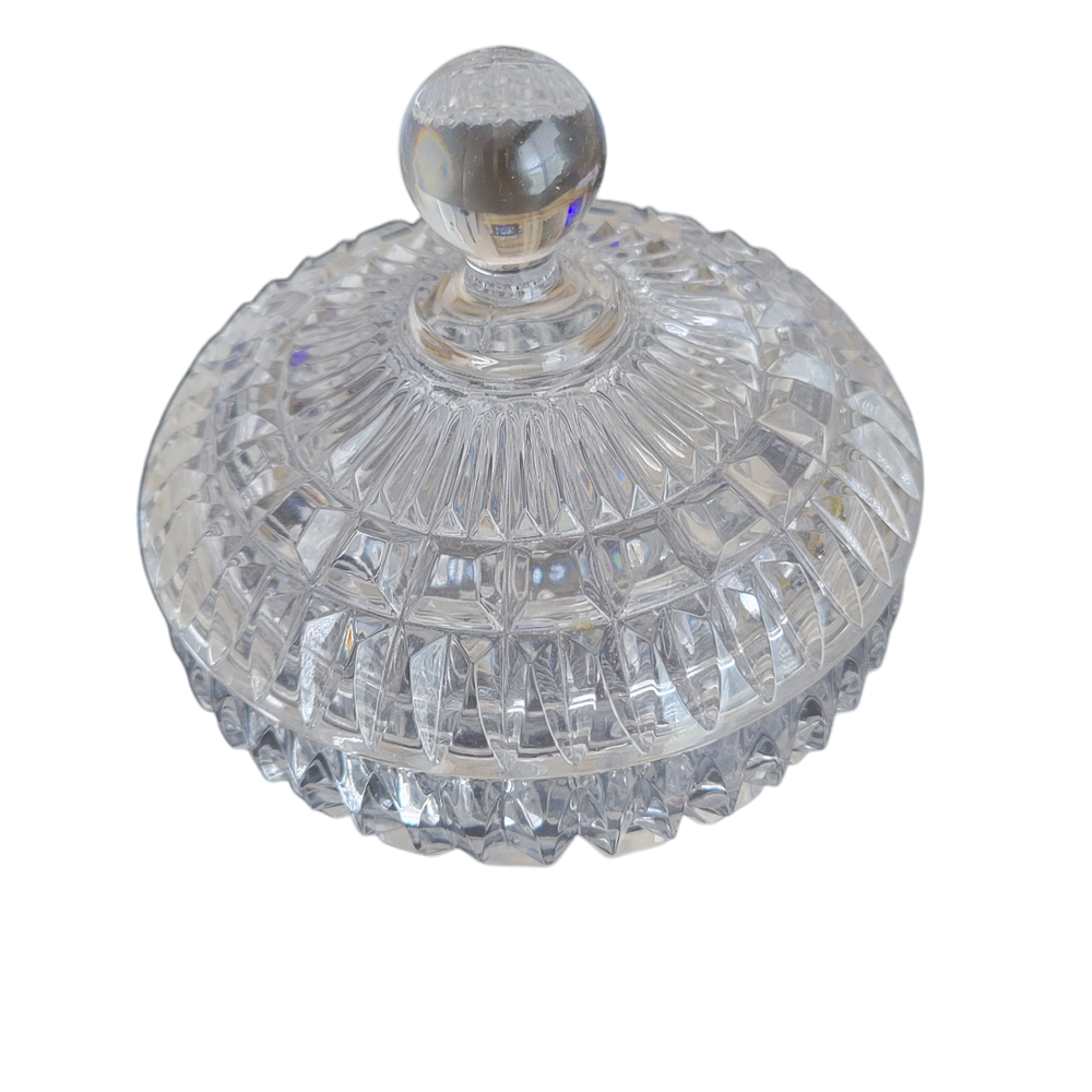 Vintage 80s Adriana 24% Lead Crystal Covered Trinket Dish for Jewelry Candy