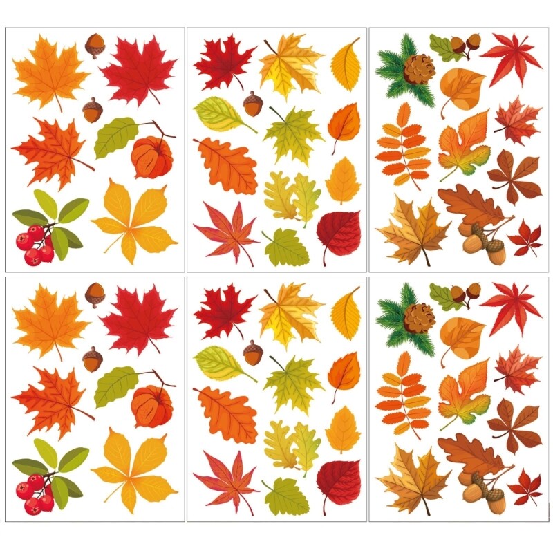 Seasonal Stickers Window Sticker Thanksgiving Fall Maple Decoration Home Decor-image