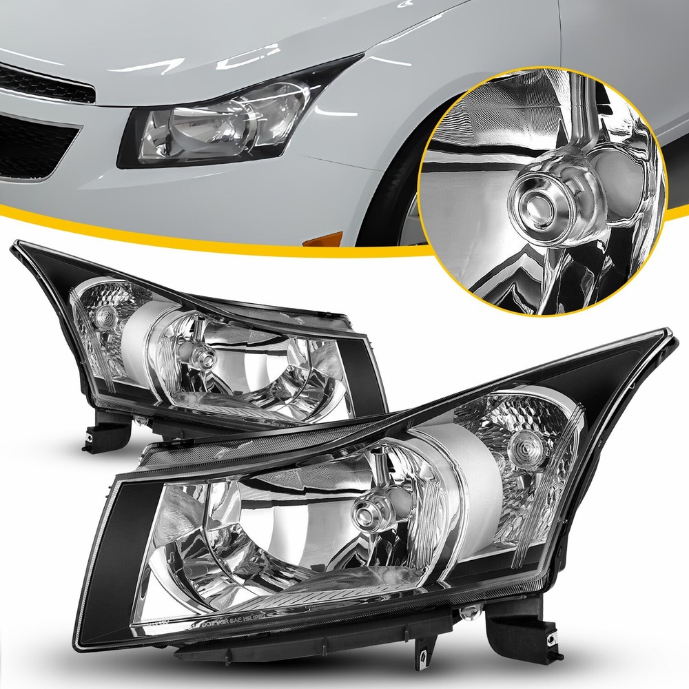 AUXITO Headlights For 2011-2015 Chevy Cruze Black Headlamps Left+Right Pair I