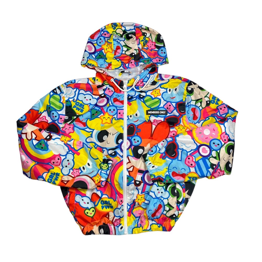 Members Only Powerpuff Womens Cartoon Network Print Jacket Windbreaker Size M-image
