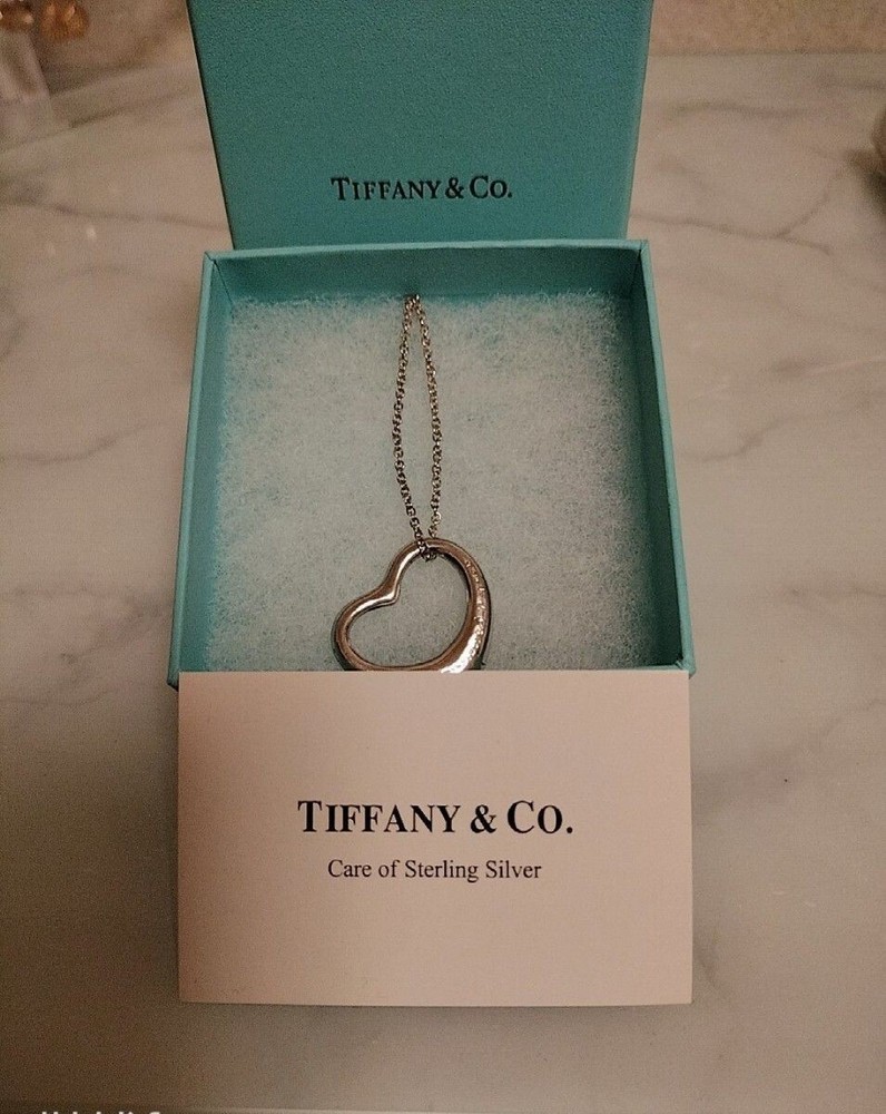 Tiffany & Co Sterling Silver 925 Open Heart Necklace Pendant