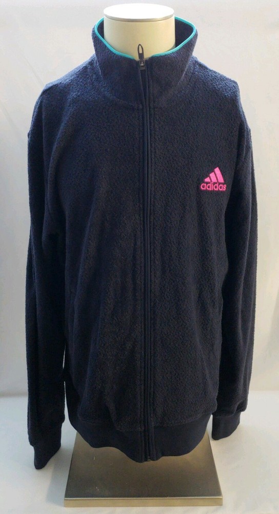 Adidas Mens Large Seasonal Jacket Blue Teal Pink Stripe NWT $90 Retail CY3340-image